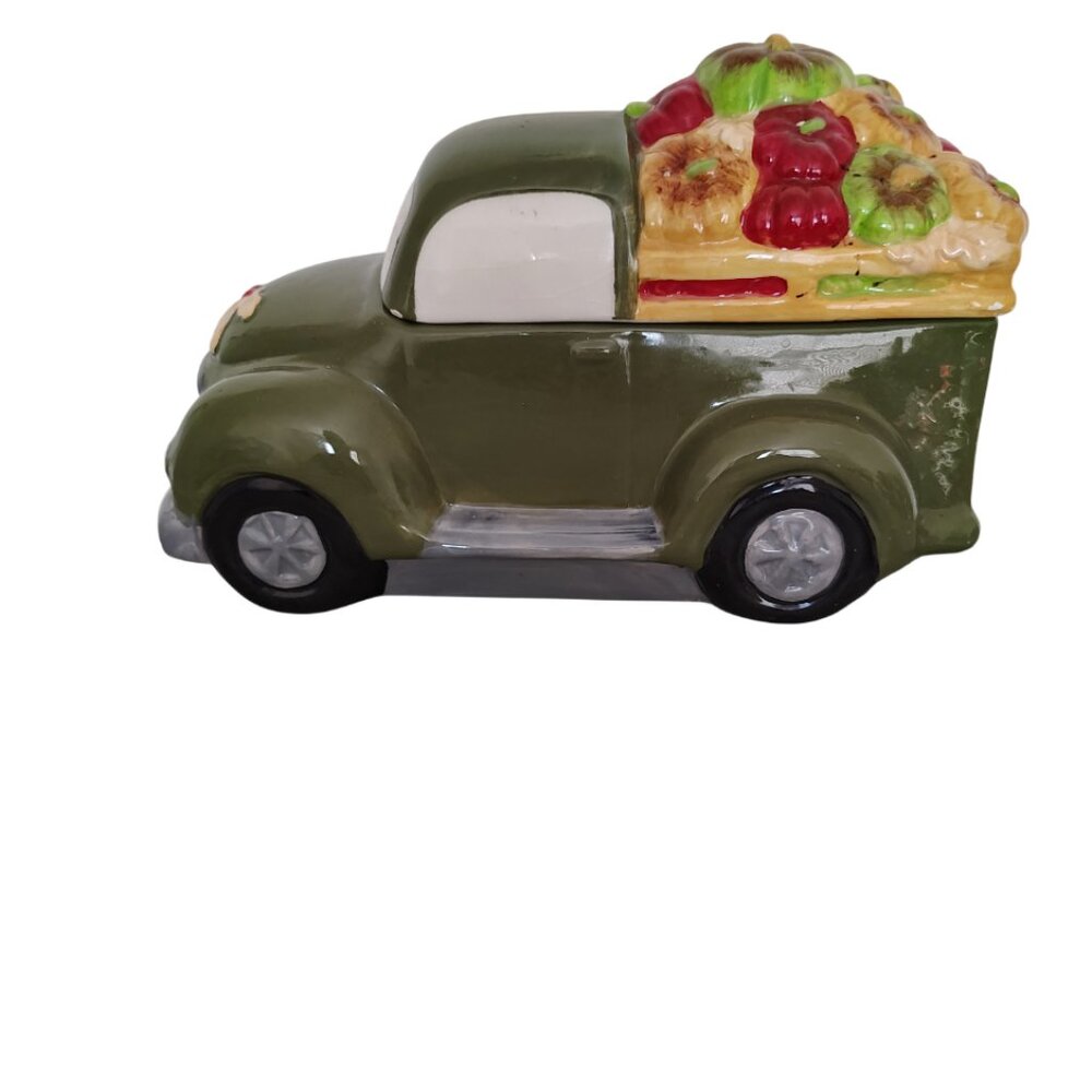 GIBSON CERAMIC GREEN DELIVERY TRUCK HARVEST HOLIDAY PUMKINS
